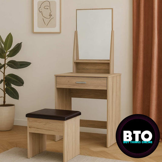 Oak Dressing Table With Stool